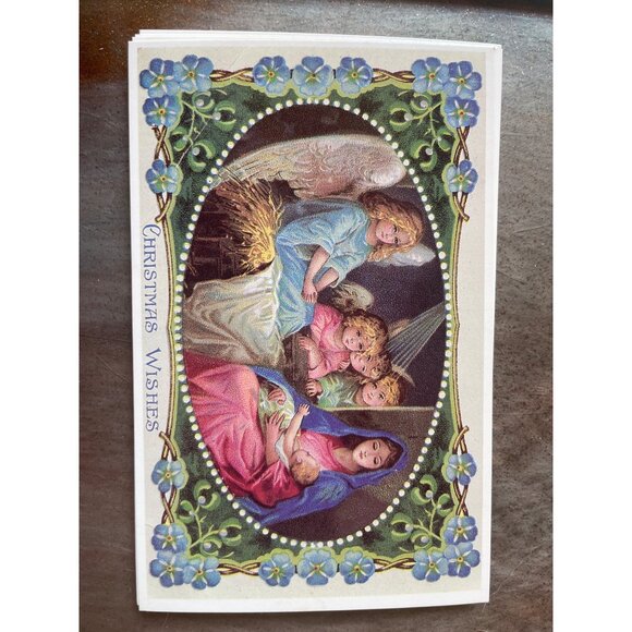 Vintage Victorian Christmas & New Year Postcards Set Girls Boys Santa Angels - Picture 6 of 11